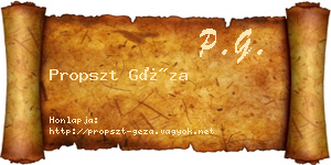 Propszt Géza névjegykártya