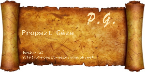 Propszt Géza névjegykártya